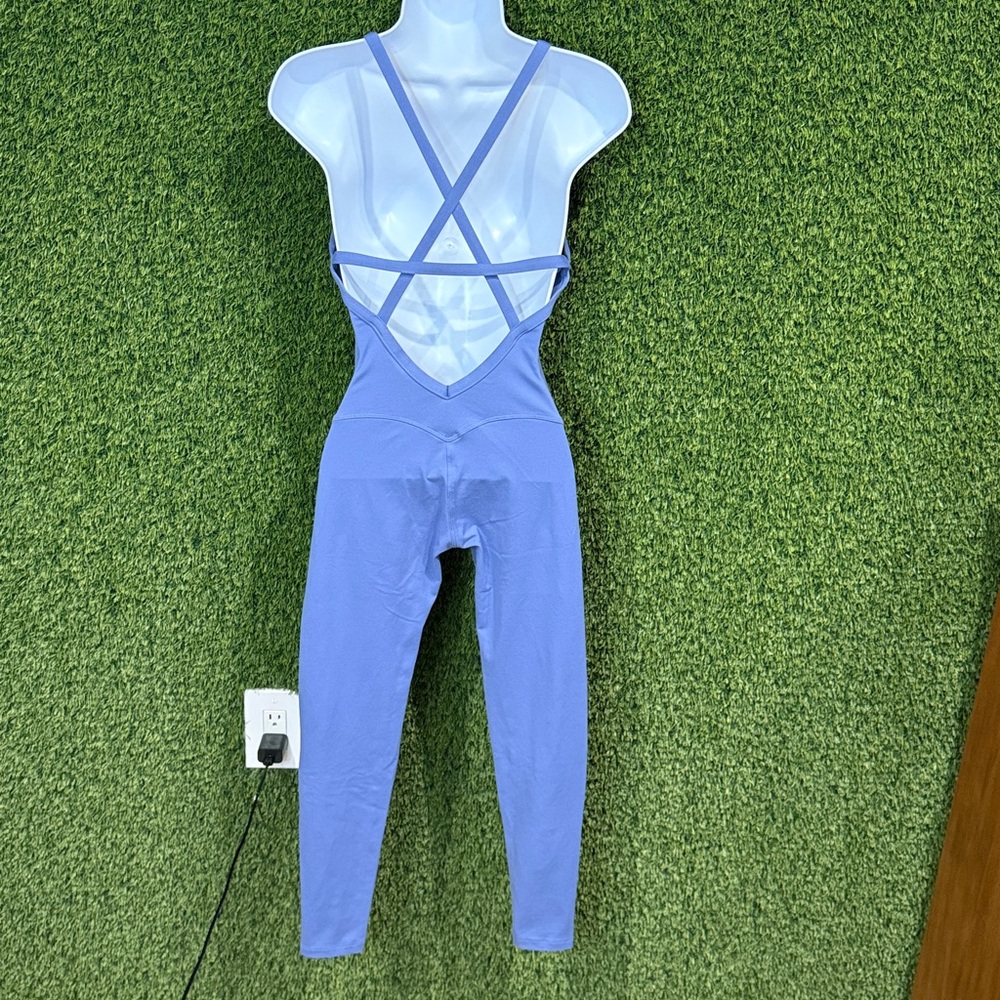 Bombshell Sportswear Sculpt Bodysuit Blue Strappy Small FLAW! - Picture 4 of 6